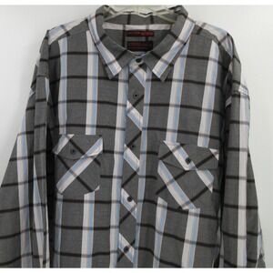 REVOLUTION 360 LONG SLEEVE BUTTON FRONT SHIRT Men's Size 4XL Grey Blue‎ Plaid
